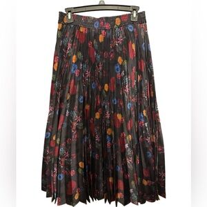 Club Monaco Pleated Floral Midi Skirt In Winter Berry
